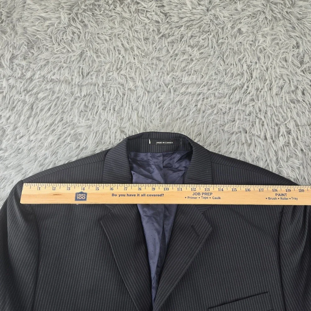 Calvin Klein Mens 44R Black‎ Pinstripe 100% Wool 3-Button Blazer L515256B